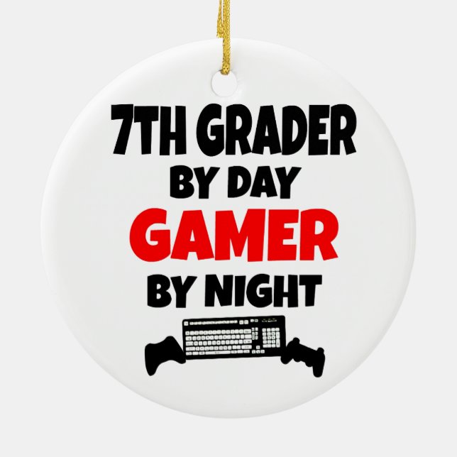 Seventh Grader Gamer Ceramic Ornament (Back)