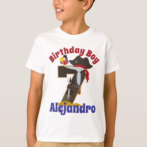 Seventh Pirate birthday boy 7th T_Shirt