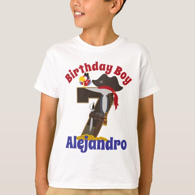 Seventh Pirate birthday boy 7th T-Shirt (Front)