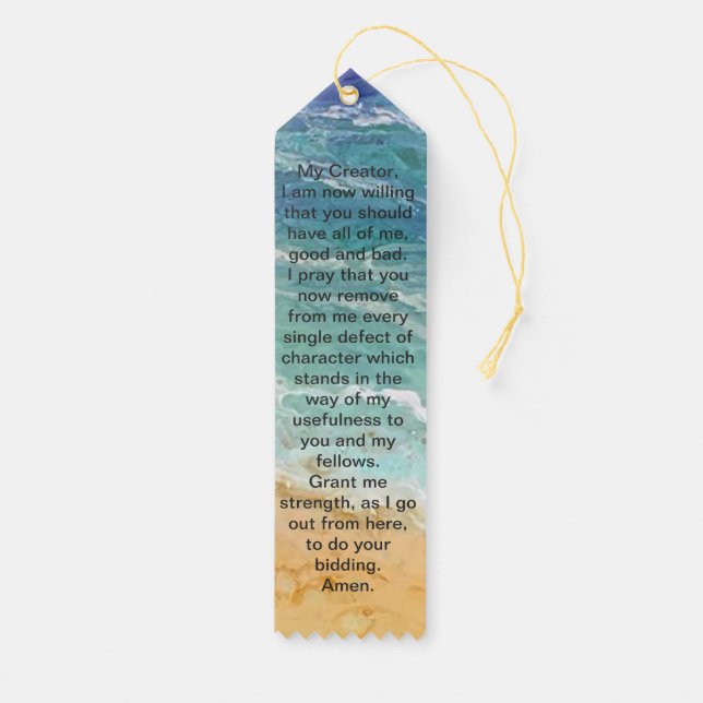 Seventh Step Prayer, 7th Step Prayer, AA,Bookmark, Award Ribbon (Front)