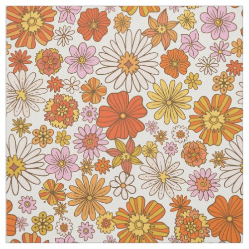Seventies inspired floral print fabric