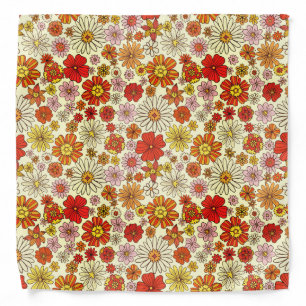Seventies inspired warm floral print bandana