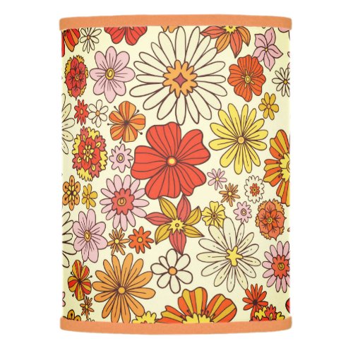 Seventies inspired warm floral print lamp shade