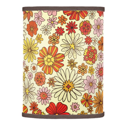 Seventies inspired warm floral print lamp shade (Right)
