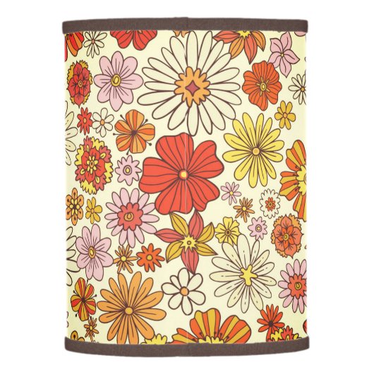 Seventies inspired warm floral print lamp shade (Back)
