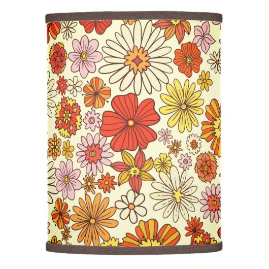 Seventies inspired warm floral print lamp shade (Front)