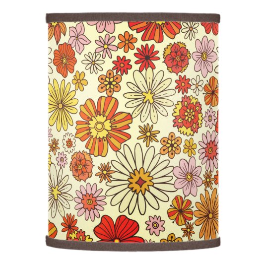 Seventies inspired warm floral print lamp shade (Left)