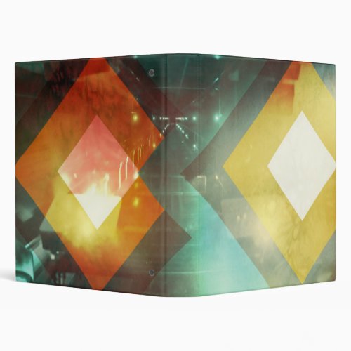 Seventies Orange Abstract Techno Triangles 3 Ring Binder