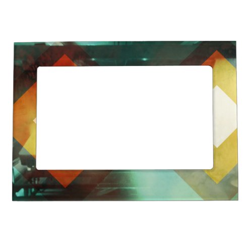 Seventies Orange Abstract Techno Triangles Magnetic Frame