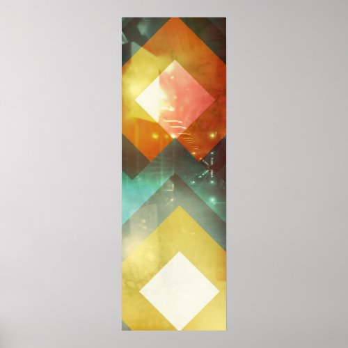Seventies Orange Abstract Techno Triangles Poster