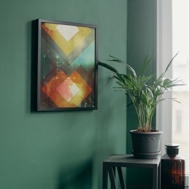 Seventies Orange Abstract Techno Triangles Poster (Creator Uploaded)