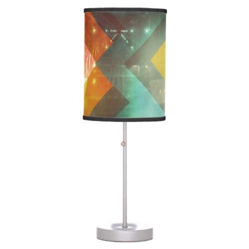 Seventies Orange Abstract Techno Triangles Table Lamp