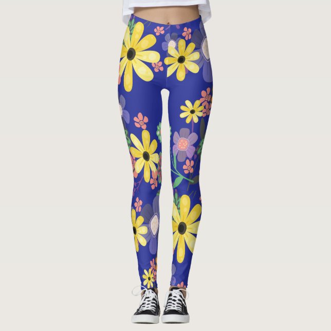 Seventies Retro Big Floral Leggings (Front)