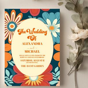 Seventies Retro Floral Wedding Invitation