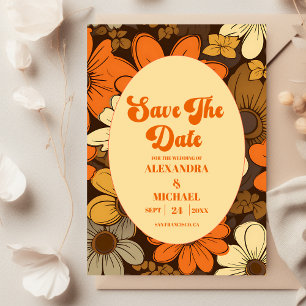 Seventies Retro Floral Wedding Save The Date