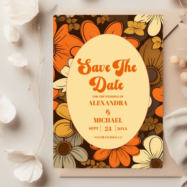 Seventies Retro Floral Wedding Save The Date (Creator Uploaded)