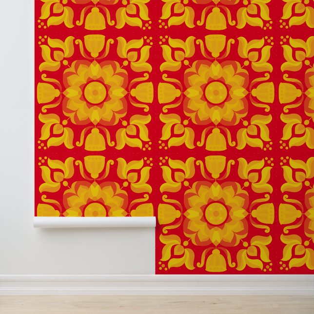 Seventies retro flower pattern wallpaper  (Application)