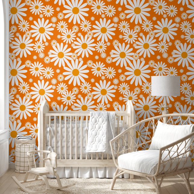 Seventies retro flower pattern wallpaper  (Kids)