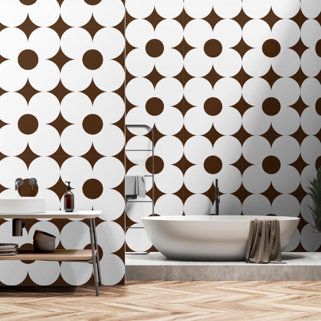 Seventies retro flower pattern wallpaper  (Bathroom)