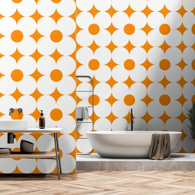 Seventies retro flower pattern wallpaper  (Bathroom)