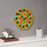 Seventies Retro Hippie Style Orange  Large Clock