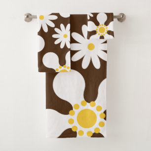 Seventies sixties super daisy bath towel set
