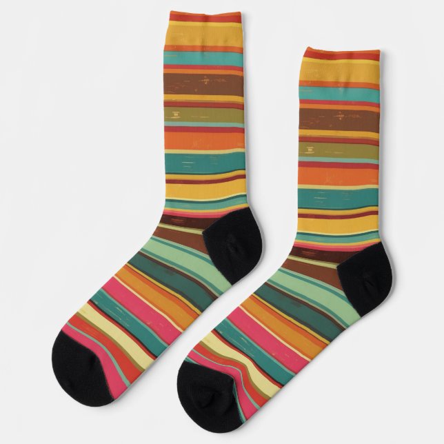 Seventies Stripes Retro pattern Socks (Left)