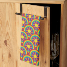 Seventies Style Rainbows and Sun Graphic Pattern
