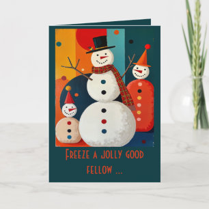 Seventies Style Snowmen Retro Modern Christmas Card