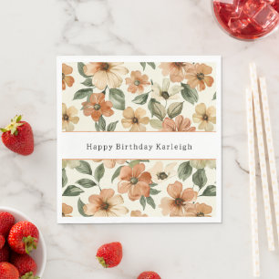 Seventies Vibes Orange Green Groovy Birthday Napkins