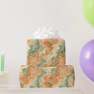 Seventies Vibes Orange Green Groovy Birthday Wrapping Paper