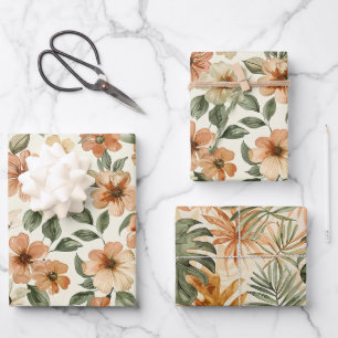 Seventies Vibes Orange Green Groovy Birthday Wrapping Paper Sheets