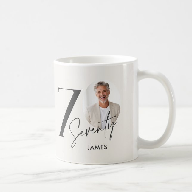 Seventy 70 Birthday Photo Personalized Milestone Coffee Mug (Right)