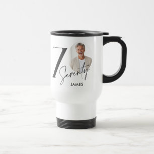 Seventy 70 Birthday Photo Personalized Milestone Travel Mug