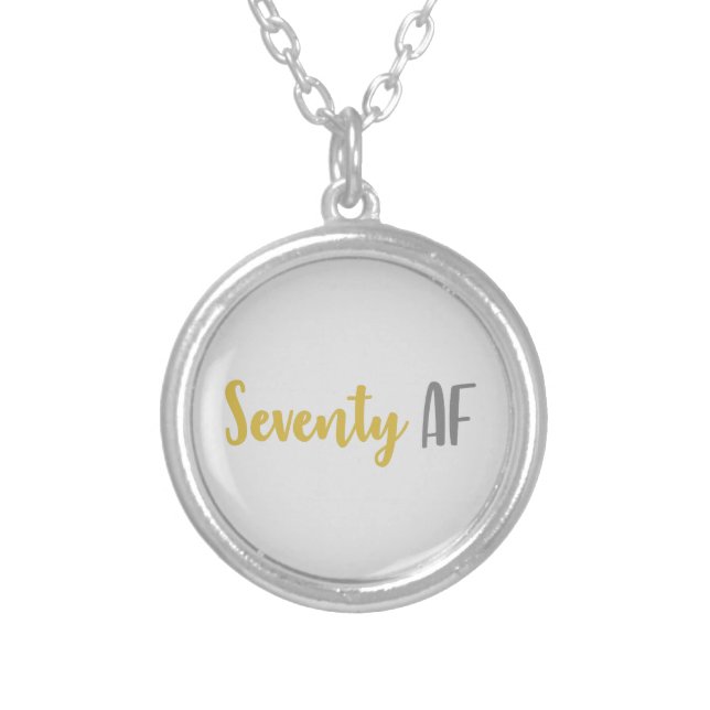 Seventy AF Funny 70th Birthday Gift Silver Plated Necklace (Front)