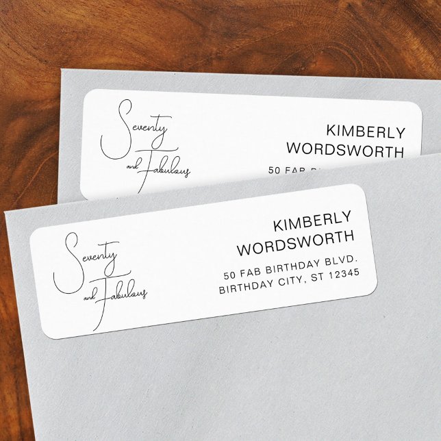 Seventy and Fabulous 70th Birthday Return Address Label (Creator Uploaded)