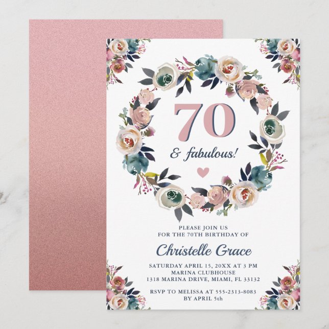 Seventy and Fabulous Chic Lady 70th Birthday Party Invitation (Front/Back)