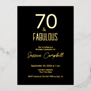 Seventy and Fabulous Minimal 70th Birthday Foil Invitation
