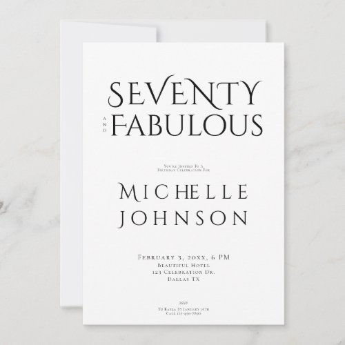 Seventy and Fabulous Minimal 70th Birthday Party