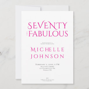 Seventy and Fabulous Minimal 70th Birthday Party Invitation