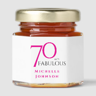 Seventy and Fabulous Minimal Pink 70th Birthday Honey Jar Favors
