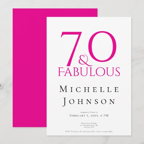 Seventy and Fabulous Minimal Pink 70th Birthday
