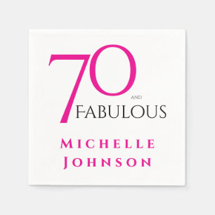 Seventy and Fabulous Minimal Pink 70th Birthday Napkins