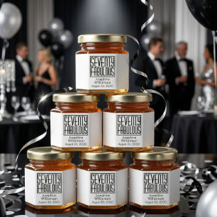 Seventy and Fabulous Name Date 70th Birthday Honey Jar Favors