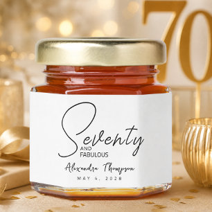 Seventy and Fabulous Name Date 70th Birthday Honey Jar Favors