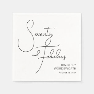 Seventy and Fabulous Name Date 70th Birthday Party Napkins
