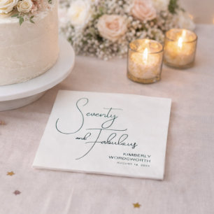 Seventy and Fabulous Name Date 70th Birthday Party Napkins