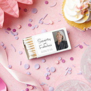Seventy and Fabulous Photo 70th Birthday Party Matchboxes