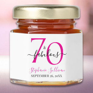 Seventy and Fabulous Pink Name 70th Birthday Honey Jar Favors