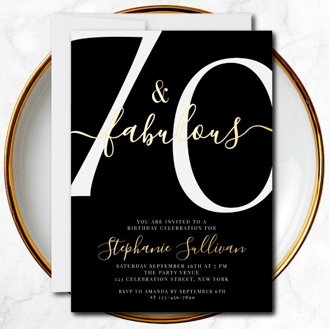 Seventy and Fabulous Script 70th Birthday  Foil Invitation (Creator Uploaded)